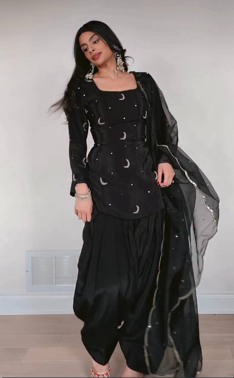 Urban Midnight Crescent Embroidered Suit